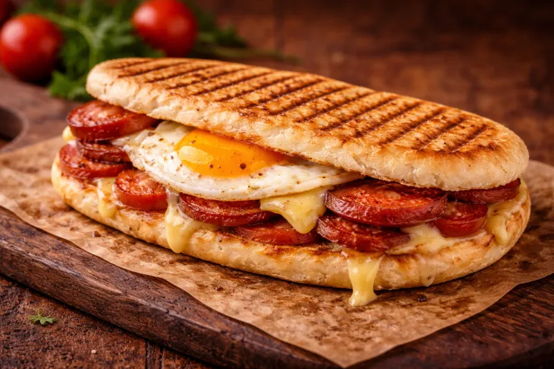 Et Sucuk Üç Parça Tost (Yumurtalı)